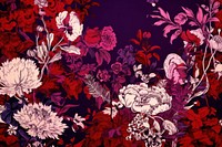 Oriental toile art style with flowers pattern purple plant.