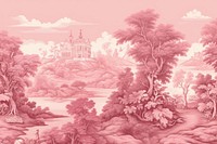 Stunning strawberry in pink rose color landscape wallpaper painting.
