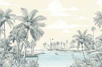 Relax beach landscape outdoors drawing.