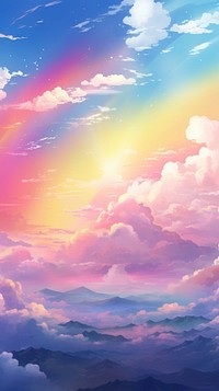  Joyful rainbow backgrounds landscape sunlight. 