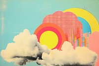 Collage Retro dreamy cloud painting outdoors art.