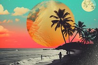 Collage Retro dreamy sunset outdoors horizon nature.