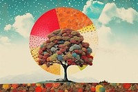 Collage Retro dreamy tree outdoors painting nature.
