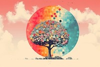 Collage Retro dreamy tree outdoors painting plant.
