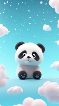 Cute panda baby dreamy wallpaper outdoors cartoon mammal.