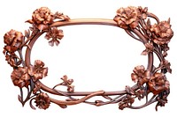 Nouveau art of dry flower frame jewelry copper white background.