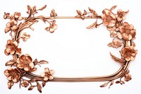 Nouveau art of dry flower frame jewelry copper white background.