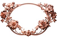 Nouveau art of garland flower frame jewelry copper white background.