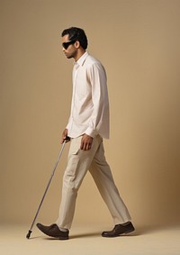 A blind man walking person adult. AI generated Image by rawpixel.
