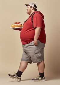 A chubby man eating berger person human food. AI generated Image by rawpixel.