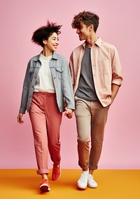 A lgbtq couple walking person adult. AI generated Image by rawpixel.