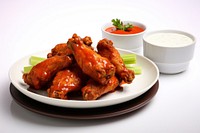 Crispy chicken wings sauce food meal.