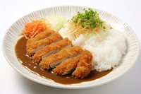 Fry pork tongkatsu curry food plate meal.