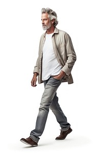 Man walking footwear jacket.