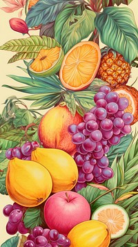 Wallpaper tropical fruits backgrounds pineapple painting.