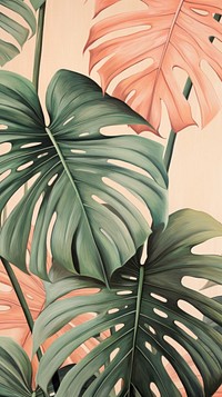 Wallpaper monstera and palm leaves backgrounds sketch plant.
