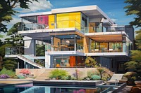 PNG A smart modern house architecture building villa. AI generated Image by rawpixel.