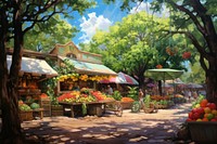 PNG Farm market in city park outdoors painting plant. AI generated Image by rawpixel.