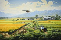 PNG Modern farming with a drone architecture helicopter outdoors. AI generated Image by rawpixel.