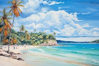PNG Phuket beach landscape outdoors painting. AI generated Image by rawpixel.