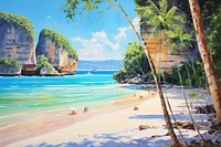 PNG Phuket beach outdoors painting nature. AI generated Image by rawpixel.