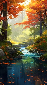  Serene autumn landscape outdoors scenery. 