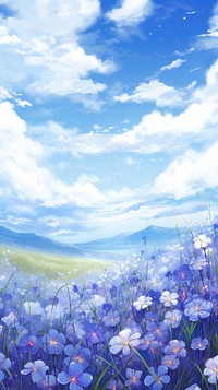  Serene many harebell flower field backgrounds landscape grassland. AI generated Image by rawpixel.
