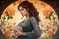 Stunning pregnant woman in pose art photography painting.