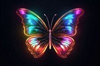 3D render of neon butterfly icon pattern animal insect.