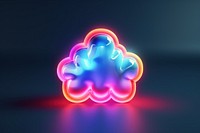 3D render of neon cloud icon purple light night.
