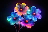 3D render of neon flowers icon purple light inflorescence.