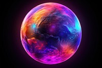 3D render of neon full moon icon universe rainbow sphere.