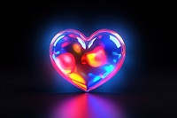 3D render of neon mini heart icon illuminated celebration futuristic.