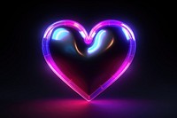 3D render of neon small heart icon light night illuminated.
