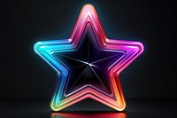 3D render of neon star icon symbol light illuminated.