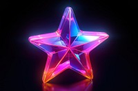 3D render of neon star icon illuminated celebration decoration.
