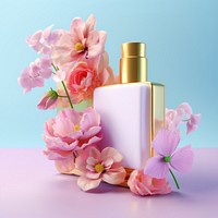 3d Surreal of a perfume cosmetics flower bottle.