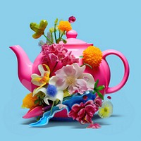 Teapot collage photo flowers plant food inflorescence.