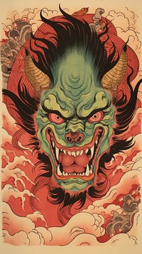 Japanese demon painting drawing sketch. AI generated Image by rawpixel.