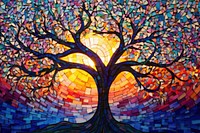Tree with sunset background art backgrounds mosaic.