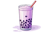 Taro milk tea cartoon drink white background.
