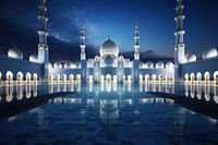 Famous abu dhabi sheikh zayed mosque architecture building night. AI generated Image by rawpixel.