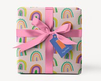 Rainbow gift box mockup psd