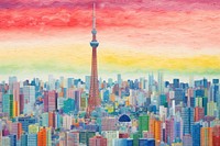  Tokyo with tokyo skytower landscape architecture cityscape building. AI generated Image by rawpixel.