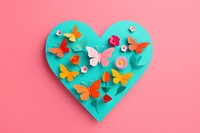 Heart with flowers and butterflies celebration creativity butterfly. AI generated Image by rawpixel.
