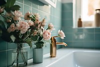 Bathroom bathtub flower plant. 