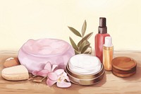 Spa composition with body care cosmetics container medicine.