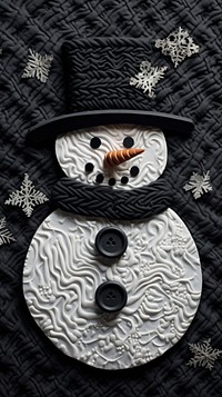 Embroidery of cute snowman pattern art anthropomorphic.