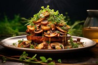 Mushroom meal food plate table.