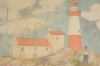 Lighthouse architecture building painting.